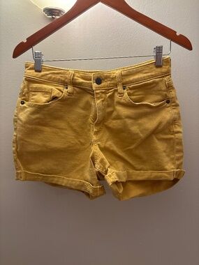 High Rise Midi Universal Thread shorts- Mustard yellow